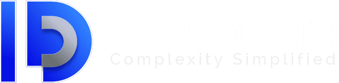 Infradepth white logo with tagline on transparent background