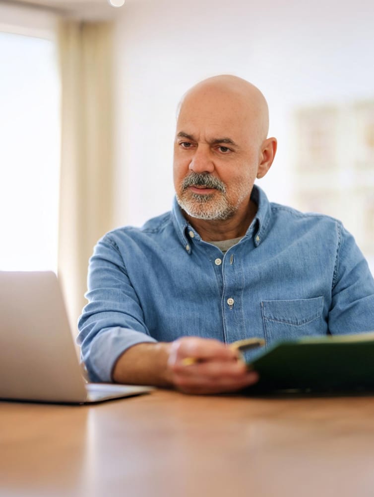 Shahram Mehin working on infrastructure planning at his desk